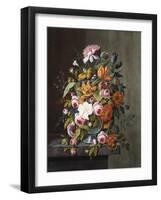 Summer Flowers in a Glass Bowl-Frederic Edwin Church-Framed Giclee Print