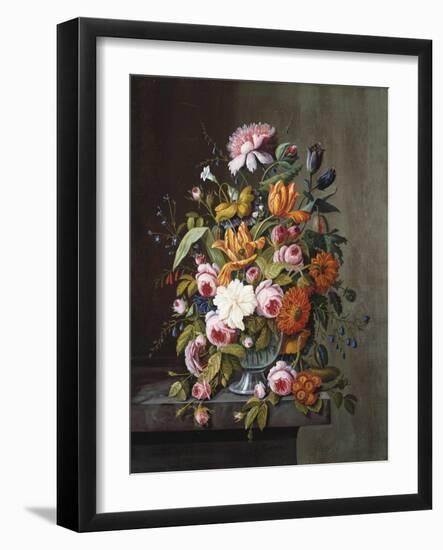 Summer Flowers in a Glass Bowl-Frederic Edwin Church-Framed Giclee Print