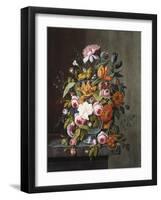 Summer Flowers in a Glass Bowl-Frederic Edwin Church-Framed Giclee Print