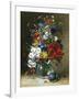 Summer Flowers in a Glass Vase-Eugene Henri Cauchois-Framed Giclee Print