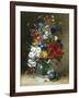 Summer Flowers in a Glass Vase-Eugene Henri Cauchois-Framed Giclee Print