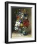 Summer Flowers in a Glass Vase-Eugene Henri Cauchois-Framed Giclee Print