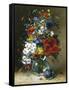 Summer Flowers in a Glass Vase-Eugene Henri Cauchois-Framed Stretched Canvas