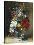 Summer Flowers in a Glass Vase-Eugene Henri Cauchois-Stretched Canvas