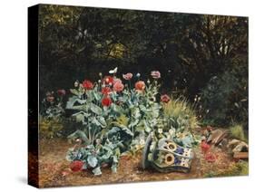 Summer Flowers in a Quiet Corner of a Garden, 1882-David Bates-Stretched Canvas