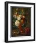 Summer Flowers in an Urn with a Bird Nest on a Marble Ledge-Gerard Van Spaendonck-Framed Premium Giclee Print