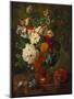 Summer Flowers in an Urn with a Bird Nest on a Marble Ledge-Gerard Van Spaendonck-Mounted Giclee Print