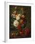 Summer Flowers in an Urn with a Bird Nest on a Marble Ledge-Gerard Van Spaendonck-Framed Giclee Print