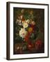 Summer Flowers in an Urn with a Bird Nest on a Marble Ledge-Gerard Van Spaendonck-Framed Giclee Print