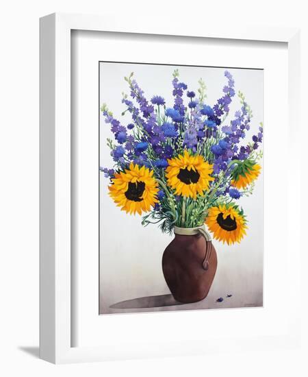 Summer Flowers in Brown Jug-Christopher Ryland-Framed Giclee Print