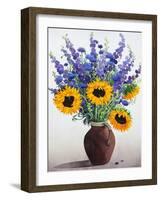 Summer Flowers in Brown Jug-Christopher Ryland-Framed Giclee Print