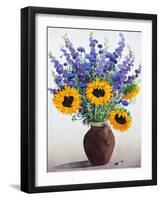 Summer Flowers in Brown Jug-Christopher Ryland-Framed Giclee Print