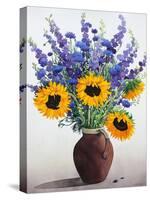 Summer Flowers in Brown Jug-Christopher Ryland-Stretched Canvas