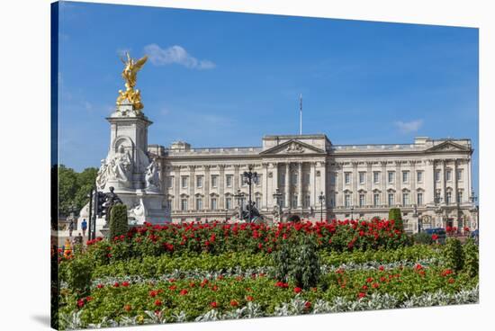 Summer flowers in front of Buckingham Palace in London, United Kingdom.-Michele Niles-Stretched Canvas