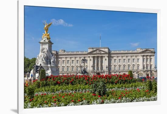 Summer flowers in front of Buckingham Palace in London, United Kingdom.-Michele Niles-Framed Photographic Print