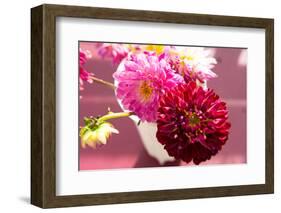 Summer flowers in white porcelain vase-Christine Meder stage-art.de-Framed Photographic Print