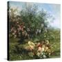 Summer Flowers on the River Bank-Jean Capeinick-Stretched Canvas