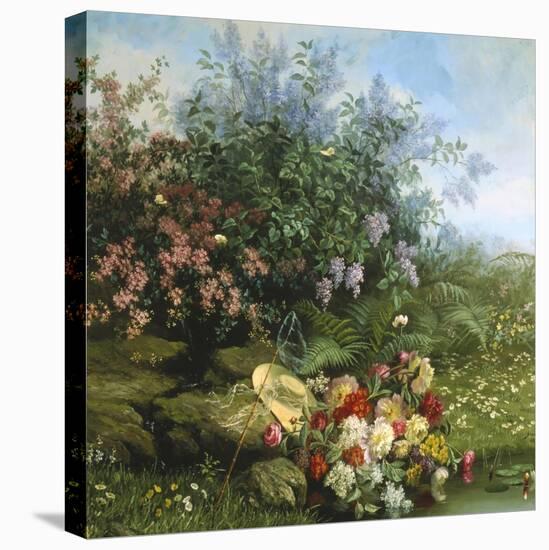 Summer Flowers on the River Bank-Jean Capeinick-Stretched Canvas