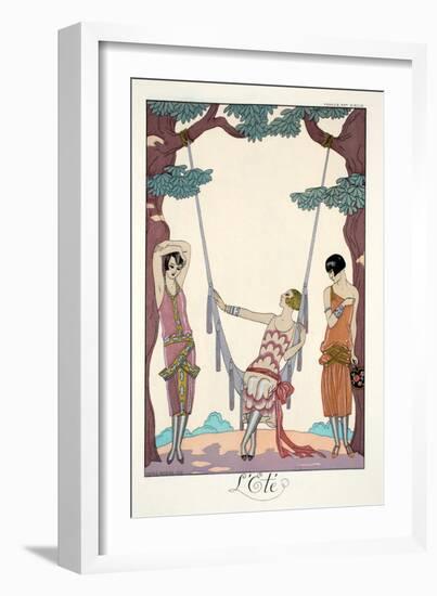 Summer, from 'Falbalas and Fanfreluches, Almanach des Modes Présentes, Passées et Futures', 1926-Georges Barbier-Framed Giclee Print