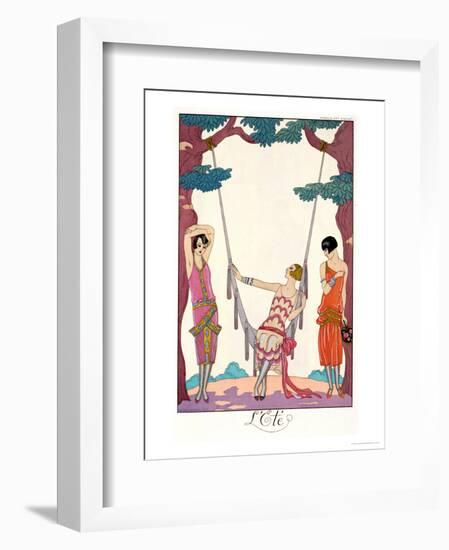 Summer, from "Gazette Du Bon Ton," 1925-Georges Barbier-Framed Premium Giclee Print