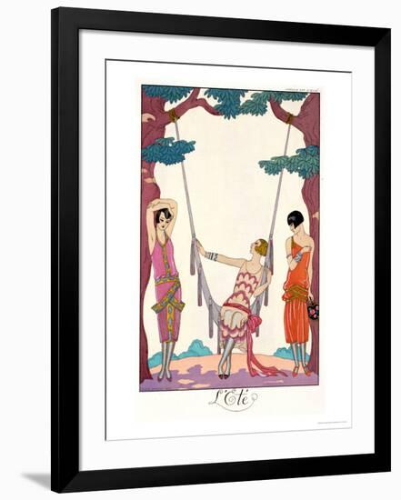 Summer, from "Gazette Du Bon Ton," 1925-Georges Barbier-Framed Giclee Print