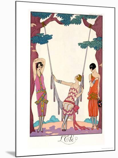 Summer, from "Gazette Du Bon Ton," 1925-Georges Barbier-Mounted Giclee Print