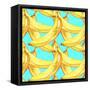 Summer Fruit Pattern. Watercolor Banana Pattern. Watercolor Pattern for Design, Fabric Labels for J-ARTdeeva-Framed Stretched Canvas