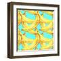 Summer Fruit Pattern. Watercolor Banana Pattern. Watercolor Pattern for Design, Fabric Labels for J-ARTdeeva-Framed Art Print