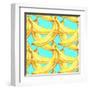 Summer Fruit Pattern. Watercolor Banana Pattern. Watercolor Pattern for Design, Fabric Labels for J-ARTdeeva-Framed Art Print