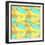 Summer Fruit Pattern. Watercolor Banana Pattern. Watercolor Pattern for Design, Fabric Labels for J-ARTdeeva-Framed Art Print