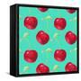 Summer Fruit Pattern. Watercolor Cherry Pattern. Watercolor Pattern for Design, Fabric Labels for J-ARTdeeva-Framed Stretched Canvas