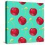 Summer Fruit Pattern. Watercolor Cherry Pattern. Watercolor Pattern for Design, Fabric Labels for J-ARTdeeva-Stretched Canvas