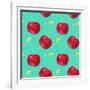 Summer Fruit Pattern. Watercolor Cherry Pattern. Watercolor Pattern for Design, Fabric Labels for J-ARTdeeva-Framed Art Print