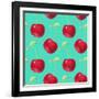 Summer Fruit Pattern. Watercolor Cherry Pattern. Watercolor Pattern for Design, Fabric Labels for J-ARTdeeva-Framed Art Print