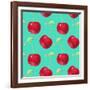 Summer Fruit Pattern. Watercolor Cherry Pattern. Watercolor Pattern for Design, Fabric Labels for J-ARTdeeva-Framed Art Print