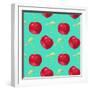 Summer Fruit Pattern. Watercolor Cherry Pattern. Watercolor Pattern for Design, Fabric Labels for J-ARTdeeva-Framed Art Print