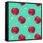 Summer Fruit Pattern. Watercolor Cherry Pattern. Watercolor Pattern for Design, Fabric Labels for J-ARTdeeva-Framed Stretched Canvas