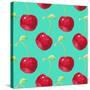 Summer Fruit Pattern. Watercolor Cherry Pattern. Watercolor Pattern for Design, Fabric Labels for J-ARTdeeva-Stretched Canvas