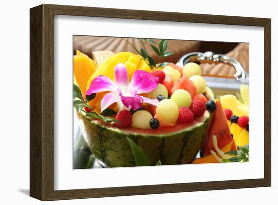 Summer Fruits Served in a Water Melon Bowl-Ryuji Adachi-Framed Art Print