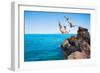 Summer Fun, Friends Cliff Jumping into the Ocean.-EpicStockMedia-Framed Photographic Print