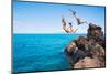 Summer Fun, Friends Cliff Jumping into the Ocean.-EpicStockMedia-Mounted Photographic Print