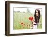 Summer Girl Running in Poppy Field-ZoomTeam-Framed Photographic Print