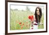 Summer Girl Running in Poppy Field-ZoomTeam-Framed Photographic Print