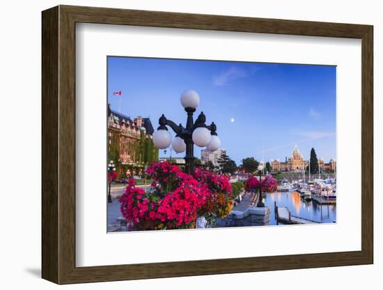Summer hanging flower baskets, Inner Harbor, Victoria, British Columbia Capitol Parliament Building-Stuart Westmorland-Framed Photographic Print