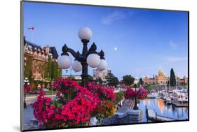 Summer hanging flower baskets, Inner Harbor, Victoria, British Columbia Capitol Parliament Building-Stuart Westmorland-Mounted Photographic Print