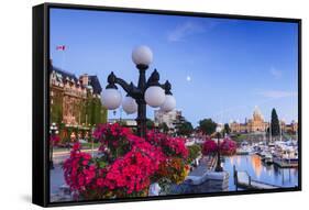 Summer hanging flower baskets, Inner Harbor, Victoria, British Columbia Capitol Parliament Building-Stuart Westmorland-Framed Stretched Canvas