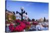 Summer hanging flower baskets, Inner Harbor, Victoria, British Columbia Capitol Parliament Building-Stuart Westmorland-Stretched Canvas