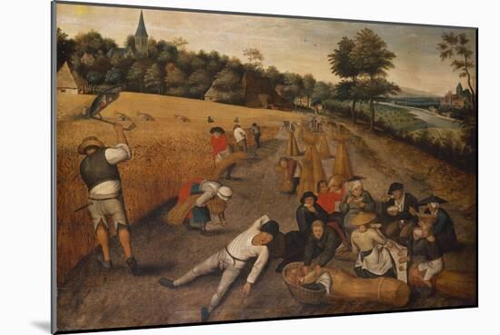Summer: Harvesters Working and Eating in a Cornfield, 1624-Pieter Brueghel the Younger-Mounted Giclee Print