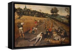 Summer: Harvesters Working and Eating in a Cornfield, 1624-Pieter Brueghel the Younger-Framed Stretched Canvas