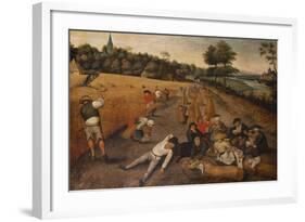 Summer: Harvesters Working and Eating in a Cornfield-Pieter Bruegel the Elder-Framed Giclee Print